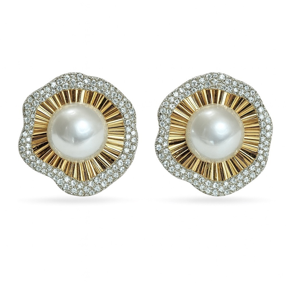 Gold and Silver Pearl Earrings